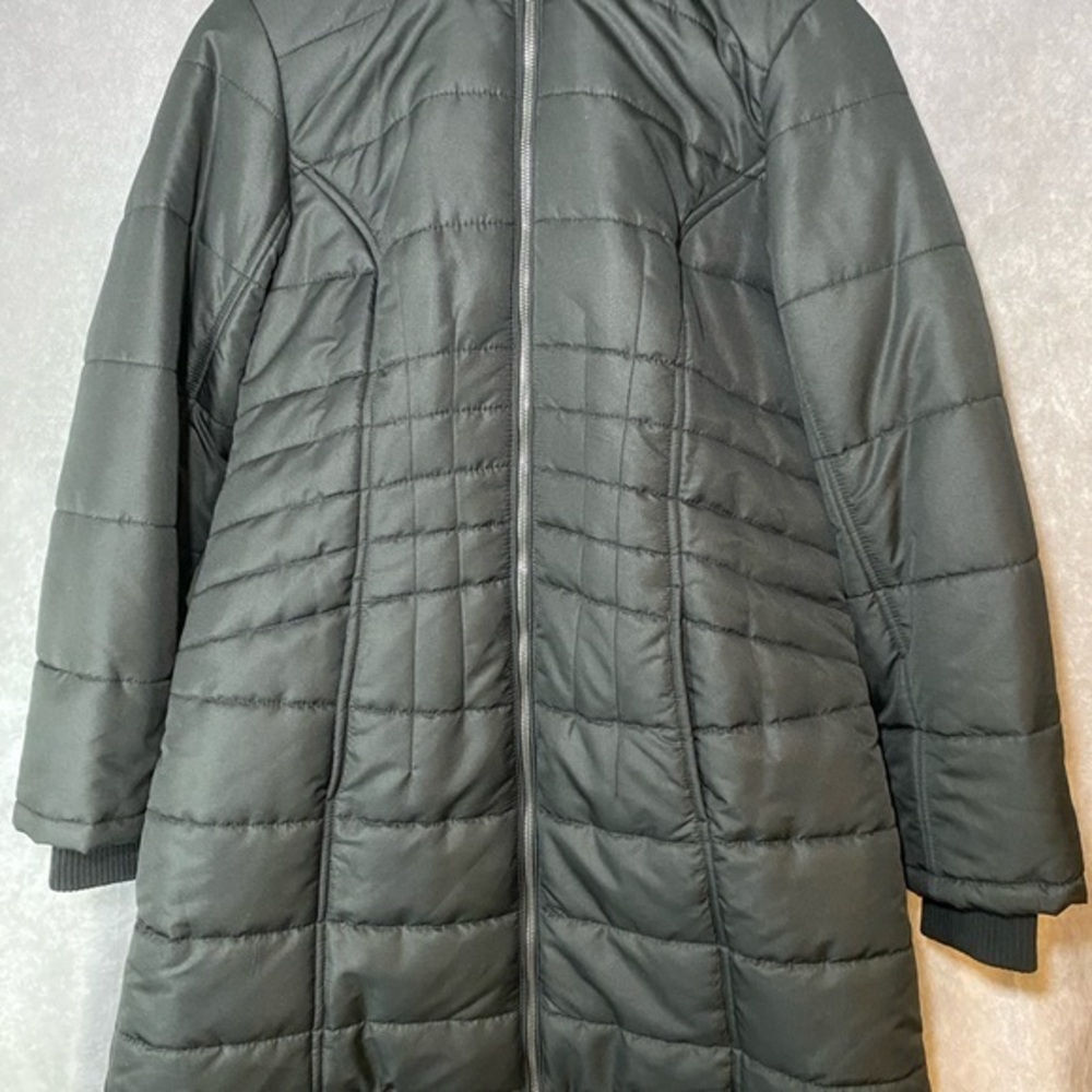 Susan Graver Regular Water Resistant‎ Quilted Coat with Hood Black Small New